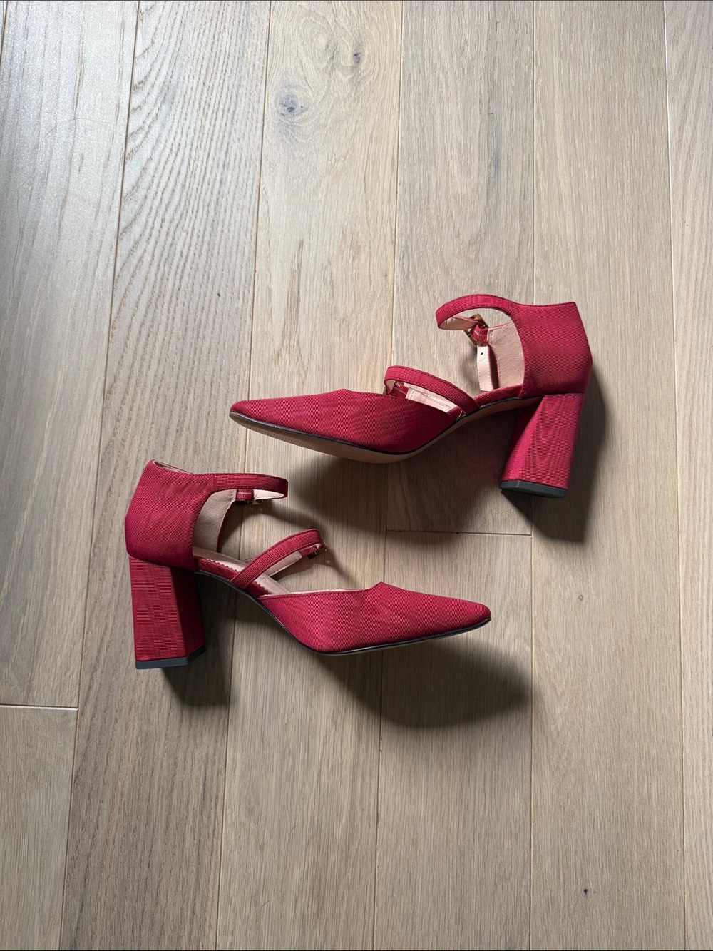 J.Crew Twee Red Block Pointed Mary Jane Heel Pumps Retro Pin Up Preppy